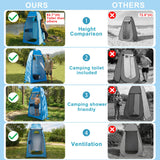 82.7-Inch Tall Shower Tent and Camping Toilet Kit,Easy-Setup Portable Toilet and No-See-Through Changing Room for Camping,Beach,Travel,Outdoor Adventures,Windproof Outdoor Privacy Shelter Tent