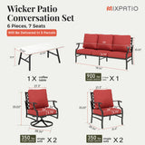 MIXPATIO 6-Piece Patio Conversation Set, Swivel Chairs, Coffee Table, Red