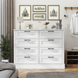 ZLWJGY Odeekea White Dresser for Bedroom, Wood Dresser with 8 Drawers, Chest of Drawer for Bedroom Living Room Entryway Hallway, Modern Farmhouse Style
