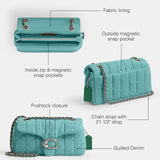 Coach Quilted Colored Dye Denim Tabby Shoulder Bag 26