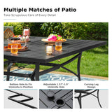 MFSTUDIO 9 PCS Patio Dining Set, 57.5" Square Table & Grey Swivel Chairs