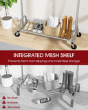 Sakugi Clothes Rack - Large-Capacity Clothing Racks for Hanging Clothes with Lockable Wheels, Space-Saving Metal Coat Rack for Bedroom, Laundry Room, Entryway, 45.6" x 16.9" x 59", Silver