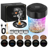 Electric Whiskey Smoker Kit, Rechargeable Cocktail Smoker Kit with 6 Wood Chips, Built-in Lighter, No Butane Needed (Black)