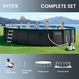 INTEX Ultra XTR 26 ft x 52 in Above Ground Pool Set, Round Swimming Pool with Steel Frame, 2800 GPH Sand Filter Pump, Ladder, Cover, & Ground Cloth