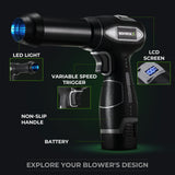 NovorikX 16.8V Handheld Electric Cordless Leaf Blower 100,000 RPM Includes 2 * 2Ah Batteries & Fast Charger, Lightweight for Patio Cleaning, Lawn Care, Car, Blowing Leaves & Dust - Black