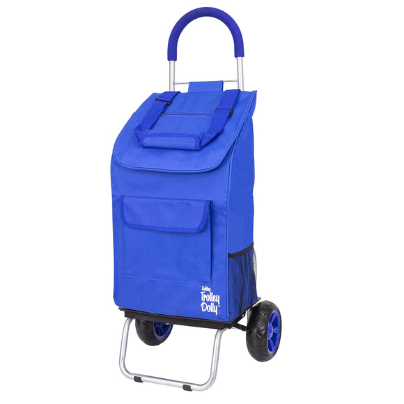 Trolley Dolly Blue Foldable Shopping cart for Groceries with Wheels, Standard dbest products