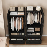 GarveeHome Armoire Wardrobe Closet with 2 Drawers,72 in Wooden Wardrobe Cabinet with Hanging Rod, Tall Clothing Armoire Cabinet with Doors and 18 Adjustable Shelves for Bedroom, Clothes, Black