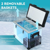 EUHOMY 12 Volt Refrigerator, 69QT Electric Cooler Powered by SECOP, Dual Zone Car Refrigerator -4℉~68℉
