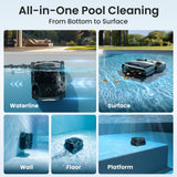 Aiper Scuba X1 Pro Max Pool Robot Vacuum & Robotic Pool Skimmer with 8,500 GPH Suction, Pool Mapping, 3μm Ultra-fine Filtration, Smart Surface Parking, for All Inground Pools, Grey