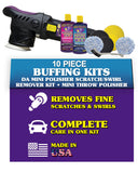 Wizards Buffing Kits (DA Mini Polisher Scratch/Swirl Remover Kit + Mini Throw Polisher (10 pc))