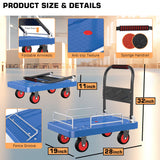 Platform Truck Cart with 3 Fence, 28"x19" Flatbed, 1100lbs Capacity Heavy-Duty Foldable Push Dolly