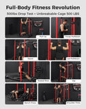 Mikolo F4 2.0 Power Cage with Dual-Track Smooth Pulley System, 1200LBS Power Rack with Leg Hold-Down for Heavy LAT Pulldowns, All-in-One Squat Rack