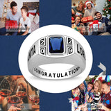 Oseew Men Class Ring Birthstone Customized High School Ring (White Gold)