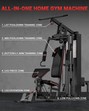 Garvee Home Gym Equipment Machine, Full Body Workout Machine with 150 LBS Weight Stack, Multifunctional All in One Exercise Station with Preacher Curl Pad, Leg Developer for Strength Training