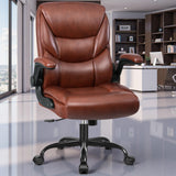 FelixKing Leather Office Chair, Small PU Ergonomic Desk Chairs, Comfy Computer Chair with Wheels and Flip-up