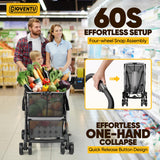 𝐈𝐦𝐩𝐫𝐨𝐯𝐞𝐝 𝐕𝐞𝐫𝐬𝐢𝐨𝐧 Folding Shopping Cart for Groceries, 80lbs Collapsible Grocery Cart with Removable Basket