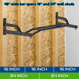 SELEWARE 48'' Multi-grip Pull Up Bar Wall Mount Heavy Duty Chin Up Bar with Hangers for Heavy Bag Home Gym Strength Workout Straps Support 500 lbs SELEWARE