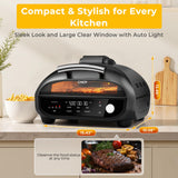Candy Indoor Grill & Air Fryer with Ceramic Accessories, 500°F Max, 7-IN-1 Digital Display, 5.2 QT Electric Low Smoke, 1500W