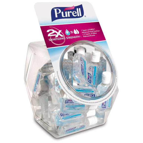 Purell Advanced Hand Sanitizer Refreshing Gel, Clean Scent, 1 Fl Oz Travel Size Flip-Cap Bottle with Display Bowl (Pack of 36), 3901-36-BWL Purell