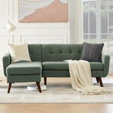 Tbfit L Shaped Couch Sofa, 80" W Mid-Century Modern Sectional Couches, 3 Seater Sofas with Wide Chaise Lounge, Button Tufted Upholstered Sectional Sofa for Living Room, Bedroom, Green