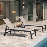 PURPLE LEAF Chaise Lounge Outdoor Set of 2 with Wheels, Aluminum, Beige