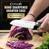 Santoku Knife – Ultra Sharp 5 Inch Meat and Vegetable Japanese Knife for Chopping, High Carbon Stainless Steel Blade, Full Tang Pakkawood Handle – Shinobi Series