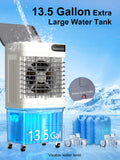 Uthfy Swamp Cooler, 42 Inch Evaporative Air Cooler with 13.5 Gal Large Water Tank, 3600 CFM, 120° Oscillation, 3 Modes & 3 Speeds, Remote, 12 H Timer, 4 Ice Packs, Portable Air Conditioner for Outdoor