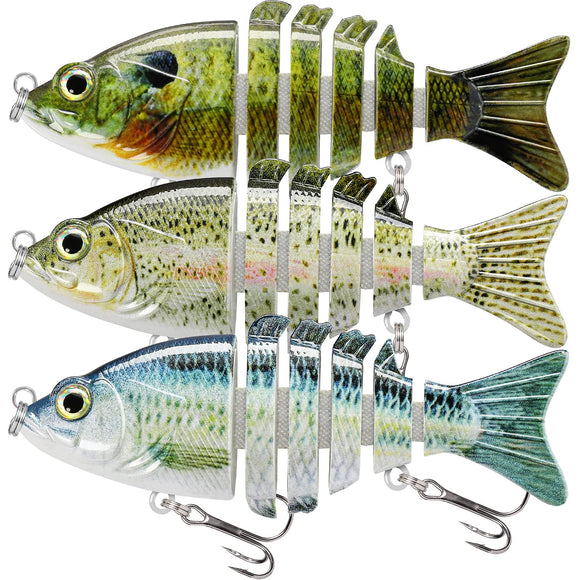TRUSCEND Fishing Lures for Bass Trout Swimbaits for Bass Fishing Segmented Multi Jointed Swim Baits Slow Sinking Swimming Lures for Freshwater Saltwater Fishing Gear Lure Kit Fishing Gifts Plugs TRUSCEND