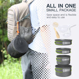 Lixada Camping Cookware Set,11PCS Camping Cookware Mess Kit with Non-Stick Lightweight Pot Pan Bowls Set for Outdoor Camping Backpacking Outdoor Picnic