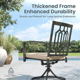 PHI VILLA 9 Pcs Outdoor Dining Set, Expandable Metal Table&8 Swivel Chairs