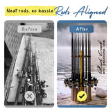 Rush Creek Creations Round 16 Fishing Rod Storage Rack - Features Traditional Handcrafted Wood Post - No Tool Assembly, Wood Grain Laminate
