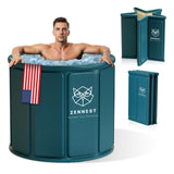 Zennest Foldable Portable Bathtub for Adults – 2-in-1 Hot & Cold Plunge, 105-Gal Large Capacity Collapsible Bathtub Adult, 6-layer Insulated Portable Soaking tub - Space-saving Design