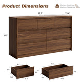 Now Mais 3 Pieces Bedroom Set, 55 Inch Width 7-Drawer Dresser & 2-Drawer Nightstands Set of 2,Nightstand with USB Nightstand with USB&Type C Charging Station&Outlets,Modern Design for Bedroom, Walnut