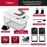 Vegetable Chopper - Food Chopper - Onion Chopper - Vegetable Slicer & Spiralizer - Veggie Chopper with Container (4 in 1, White) fullstar