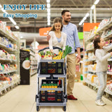Collapsible Shopping Cart on Wheels, Folding Shopping Cart with 360° Swivel Wheels, Multi Use Utility Cart