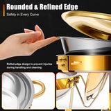 Chafing Dishes Buffet Food Warmer - Parties Servers Trays Catering Dish Warming Display Set - Chafers Keep Warm Serving Tray Round Heating Kit with Burners 4 Set Gold