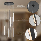 BESTWEST 98" Modern LED Chandelier, 18-Lights Dimmable High Ceiling Large Hanging Lighting Fixture for Loft Villa Living Room Stairs Foyer (Black, 18-Lights 15.7in)