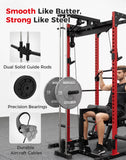 Mikolo F4 2.0 Power Cage with Dual-Track Smooth Pulley System, 1200LBS Power Rack with Leg Hold-Down for Heavy LAT Pulldowns, All-in-One Squat Rack
