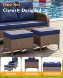 7 Pieces Patio Furniture Set with Fire Pit Table Swivel Rocker Chairs