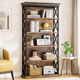 Tribesigns 6-Tier Bookcase Set of 2, 71 Inches Industrial Bookshelves and Bookcases, Floor Standing 5 Shelf Display Storage Shelves Tall Bookcase for Home Office, Living Room, Bed Room