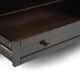 SIMPLIHOME Warm Shaker Square Coffee Table - 36 inch Wide Solid Wood Cocktail Table in Tobacco Brown, Transitional Living Room Table with Large Storage Drawer and Open Shelf for Sitting Area