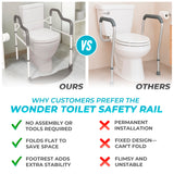 Stander Wonder Toilet Safety Rails for Seniors, Adjustable Detachable Toilet Frame with Padded Handles for Elderly Adults, Foldable Handicap Support Rail with Footrest, Fits Any Toilets