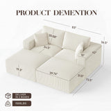 Modular Sectional Sofa Bed with Ottoman, 79" Boneless Cloud Couch, Beige