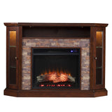 SEI Furniture - Redden Corner-Convertible Electric Fireplace with Touch Screen - Espresso - Transitional Design, Brown Glass and Wood - Ideal for Living Room, Bedroom (FR9392)