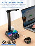 ELMWAY Alarm Clock with Lamp, Wireless Charging, USB-C & USB Ports, AC Outlets, Bedside Digital Clock Charging Station with Night Light, Loud Dual Alarm for Heavy Sleepers, Kids, Teens & Adults