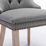 MOOLSUN Linen Dining Chairs Set of 8, High Back Side Chairs, Modern Padded High-End Tufted Upholstered Chairs with Button-Tufted Back & Rear Pull Tabs, Solid Wood Legs F-Gray(Solid Wood Legs)