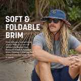 Soul of Adventure Bucket Hat | UV 50+ for Adults | Sun Protection with Adjustable Fit, Moisture-Wicking Fabric | White with Ghost American Flag Print