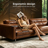 NessCarsti Morden Faux Leather Sofa, 86.6" Brown Mid Century Cloud Couch