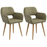 Home Office Desk Chair, Corduroy Vanity Chair 2PCS for Teen Girls, Green