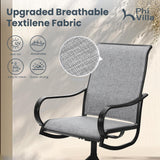 PHI VILLA Swivel Patio Dining Chairs Set of 6, Textilene Mesh Fabric, Grey